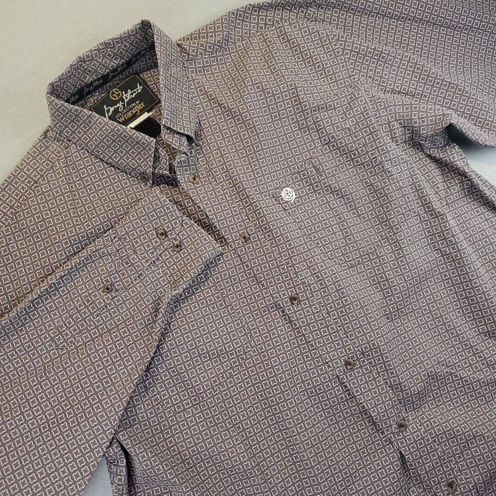 Wrangler George Strait Men's Shirt Brown Geometric Pattern Western XL